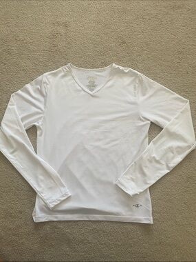 Champion White Long Sleeve V-Neck Performance Tee